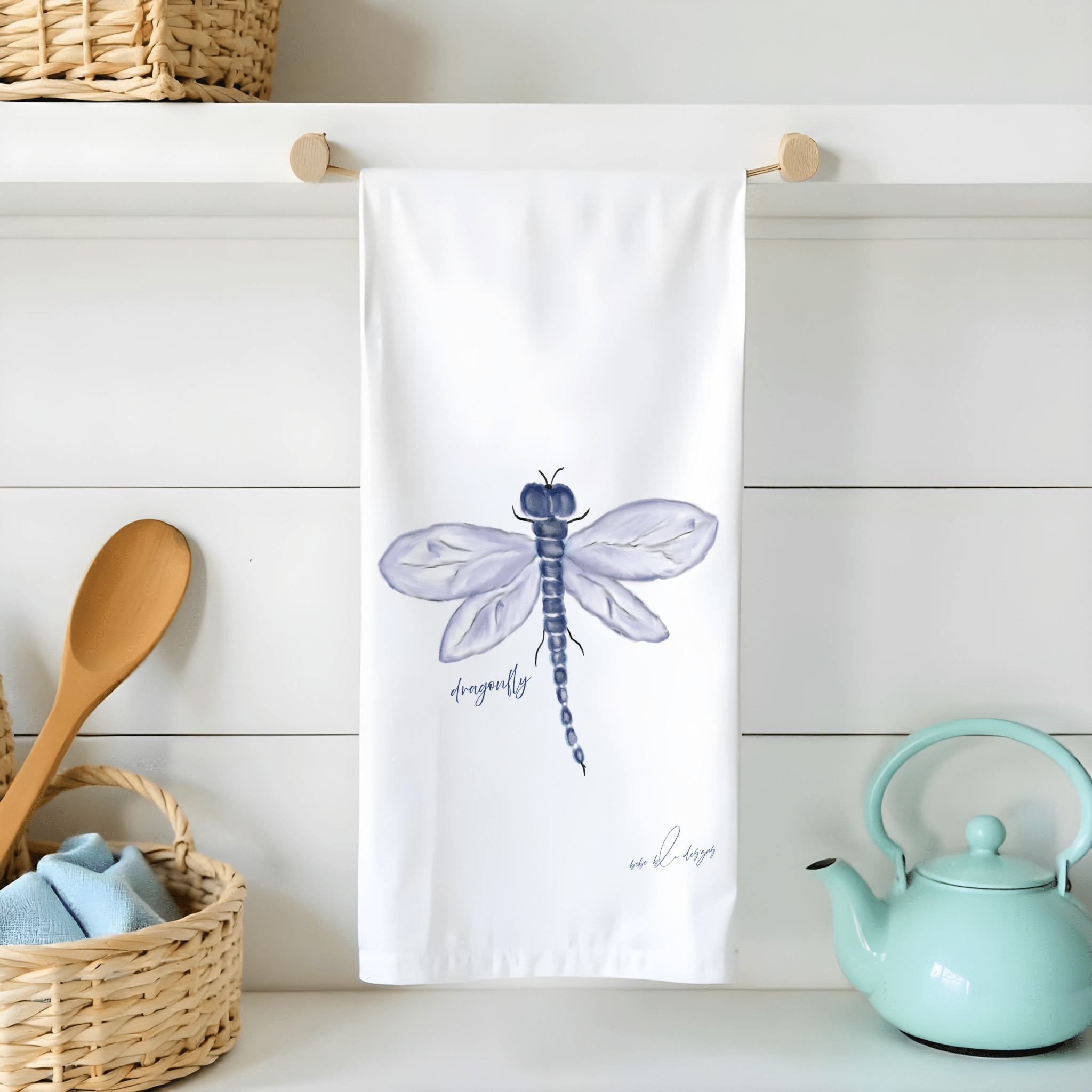 BLUE DRAGONFLY FLOUR SACK TEA TOWEL