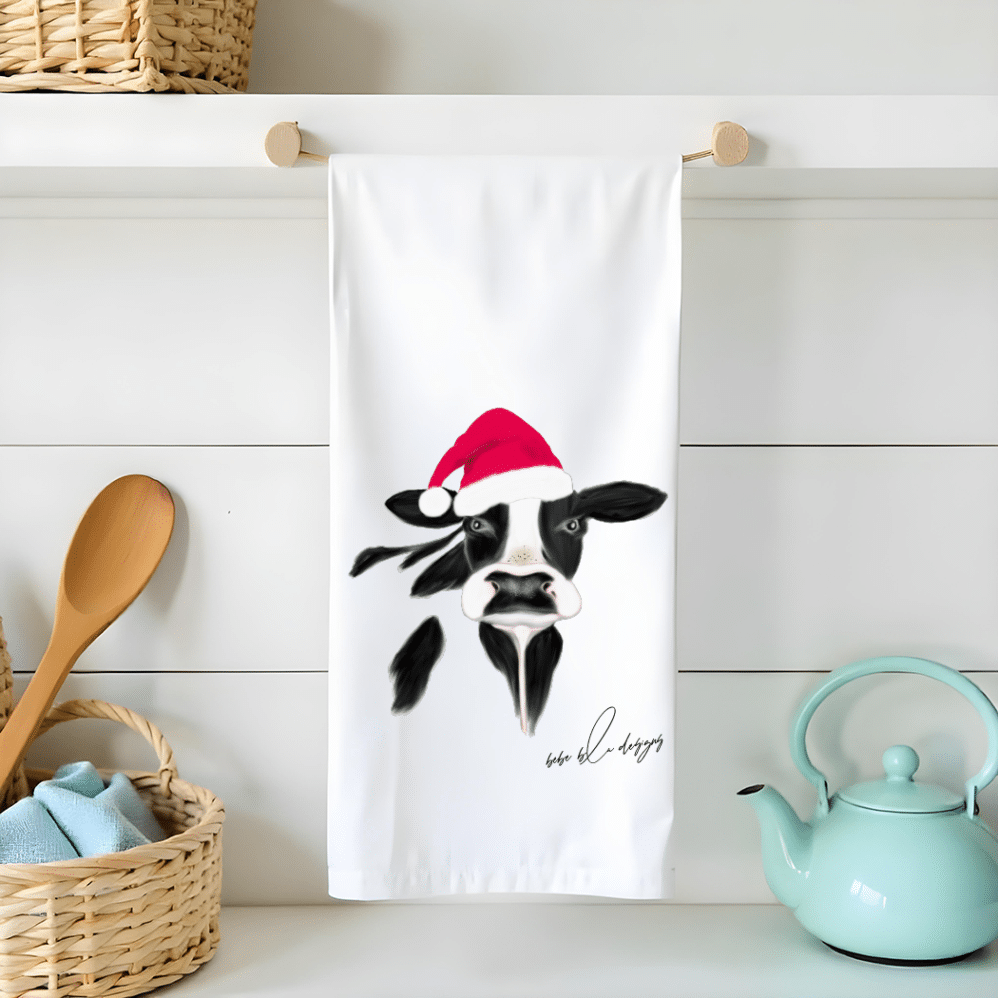 Çow Holiday Flour sack tea towel