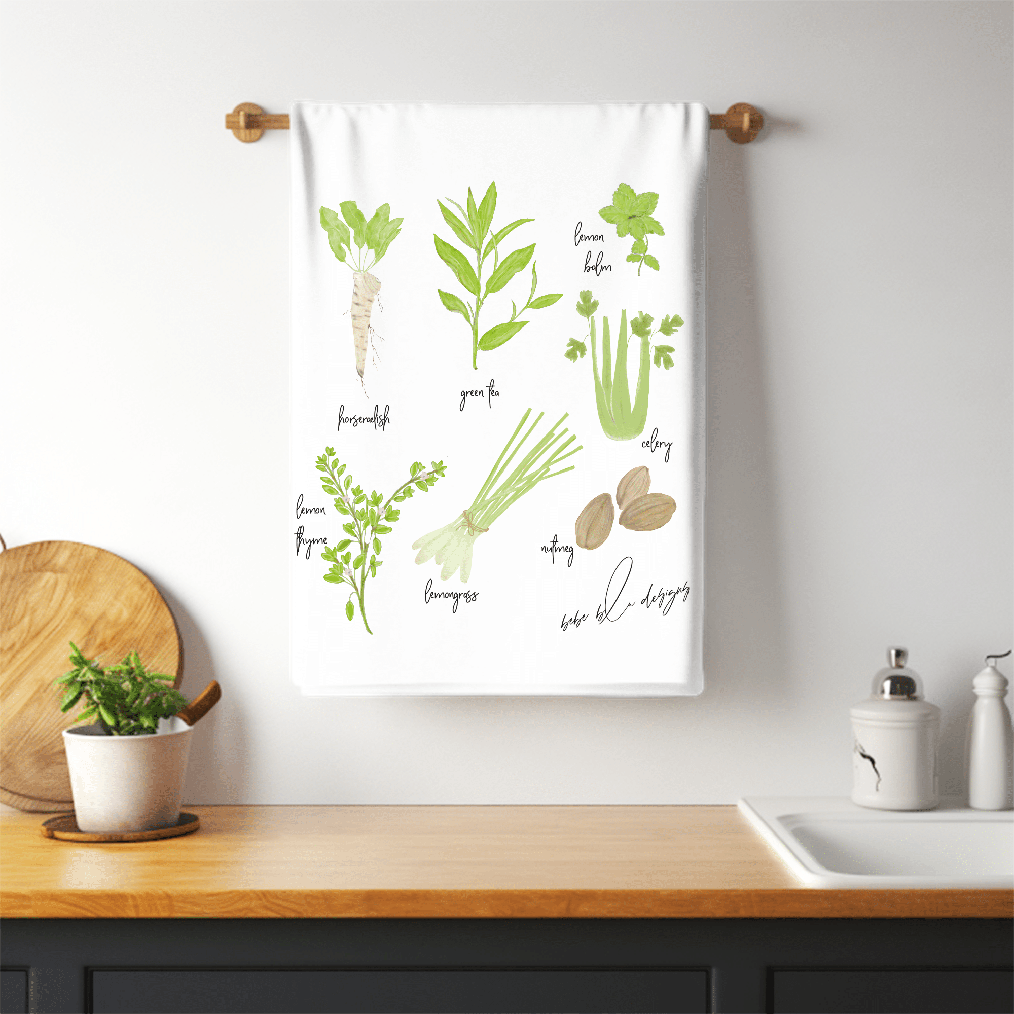 GREEN HERBS FLOUR SACK TOWEL