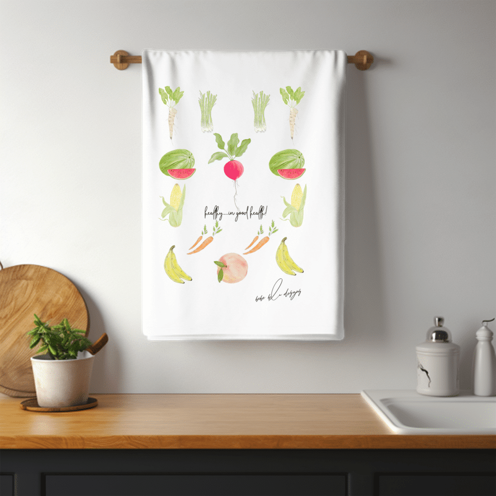 HEALTHY in good Health flour sack tea towel