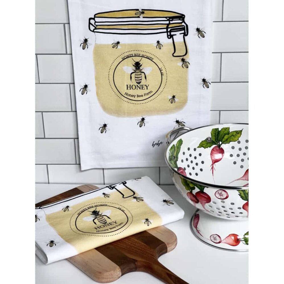 HONEY bee Jar flour sack towel