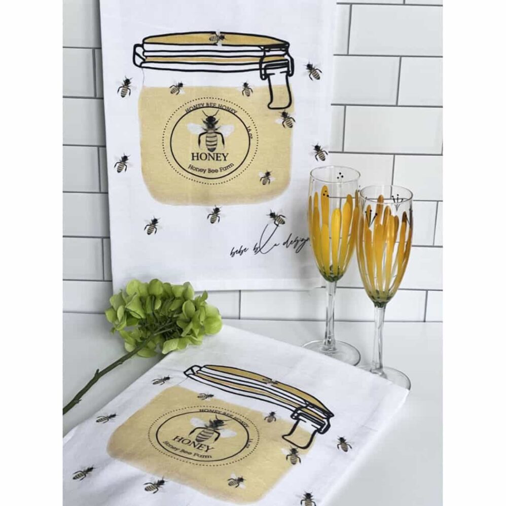 HONEY BEE jar flour sack TOWEL