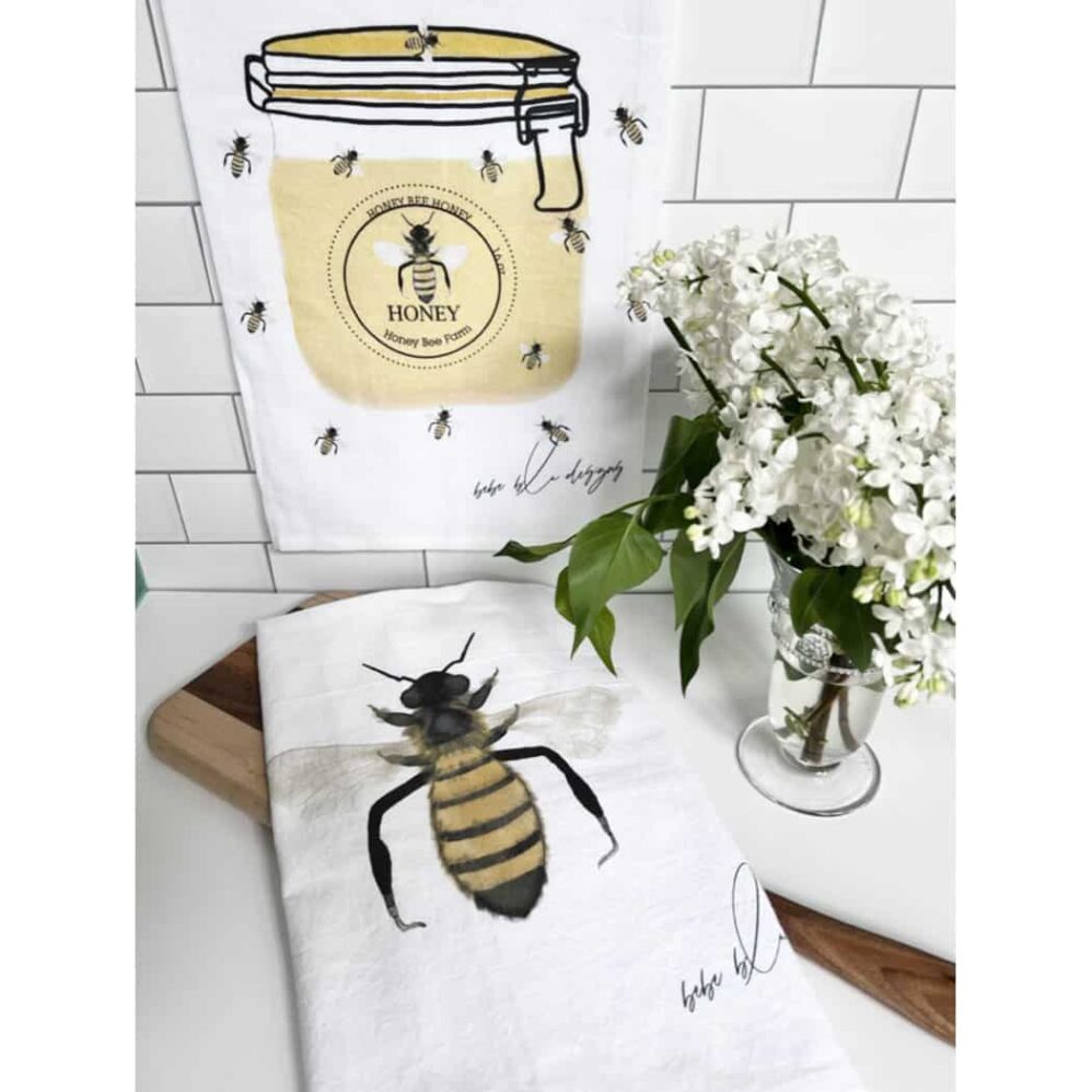 HONEY BEE jar & Bee flour sack TOWEL