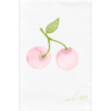 TWO PINK CHERRIES ON A STEM DESIGNED ON A FLOUR SACK TOWEL