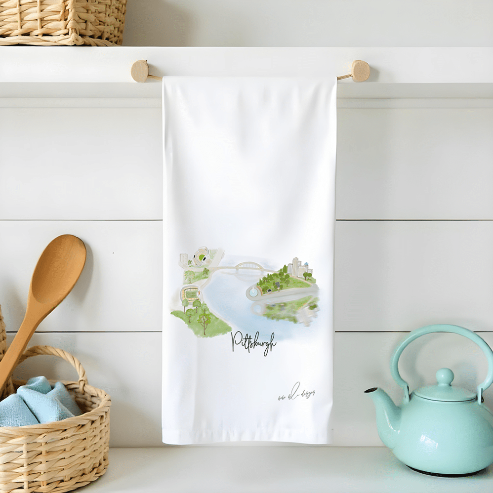 PITTSBURGH RIVERS VIEW flour sack tea towel
