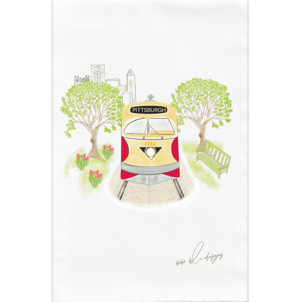 An old fashion Pittsburgh Trolley Flour Sack Towel