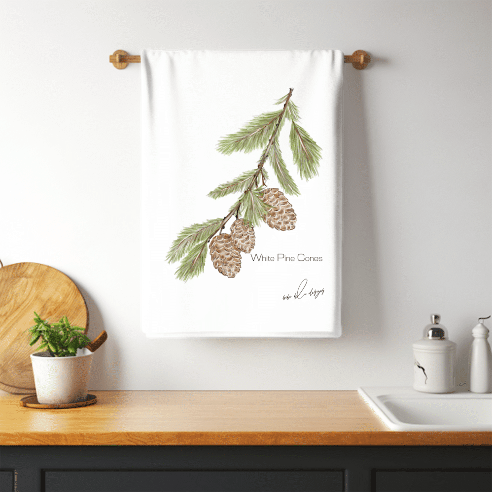 WHITE PINE CONES TOWEL BAR