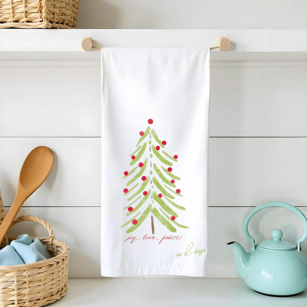 abstract Christmas tree flour sack tea towel