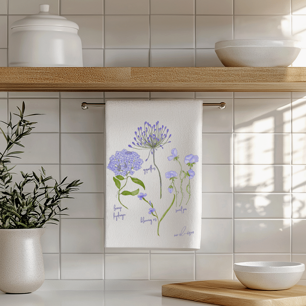 agapanthus and sweet pea kitchen