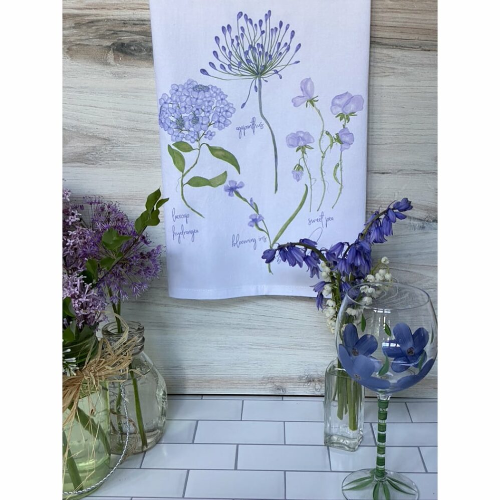 Agapanthus and Sweet Pea Flour Sack Towel