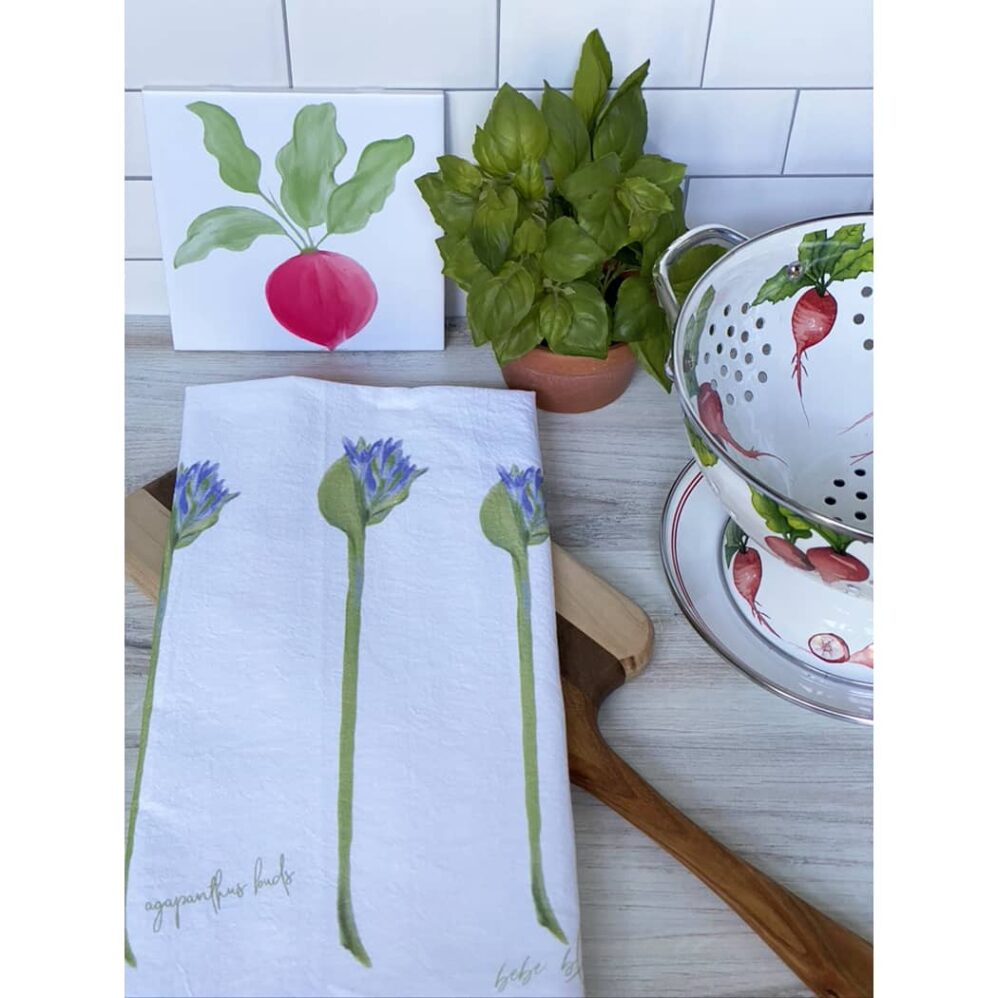 agapanthus buds flour sack towel