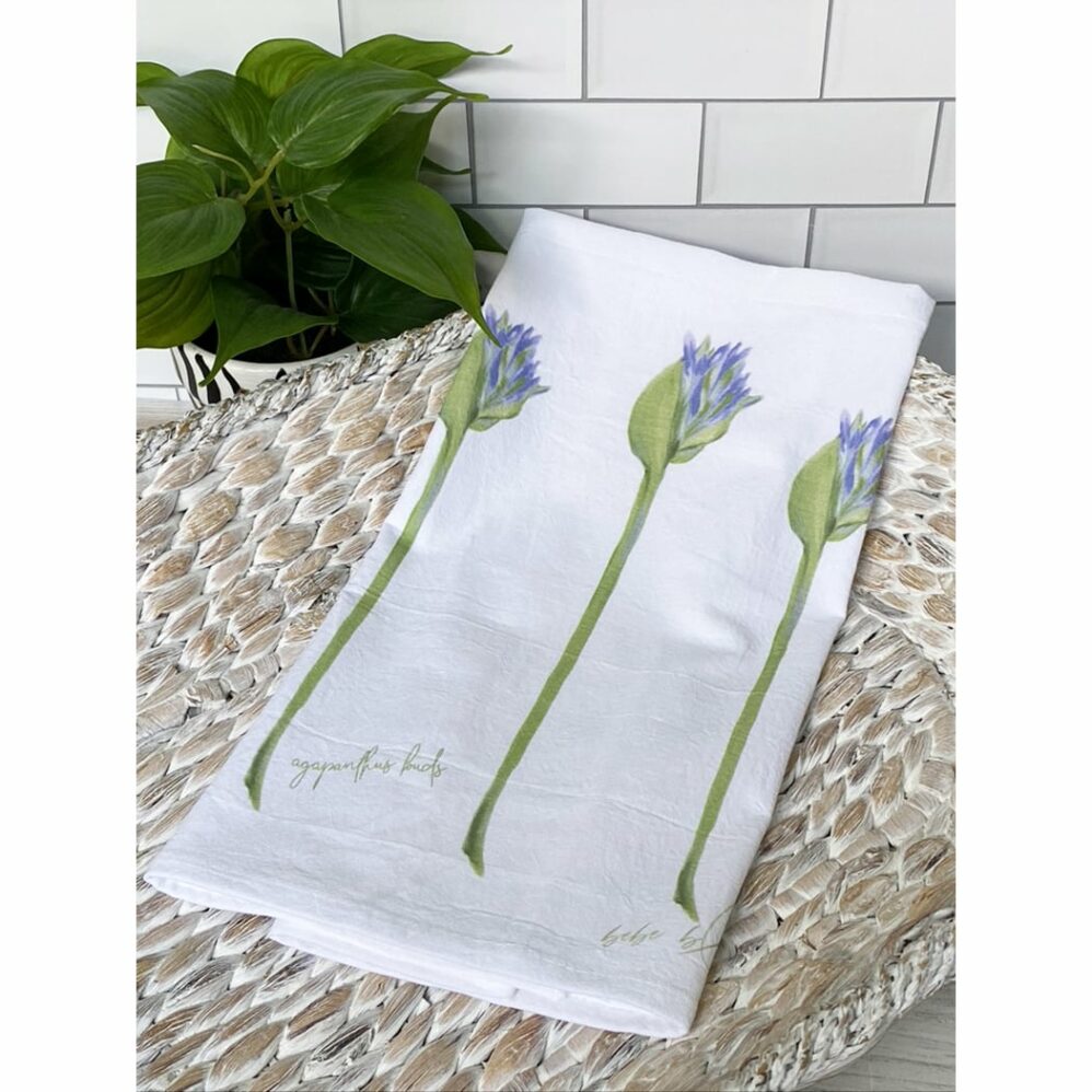 agapanthus buds flour sack towel