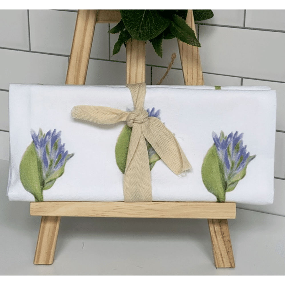 agapanthus buds flour sack towel wrapped