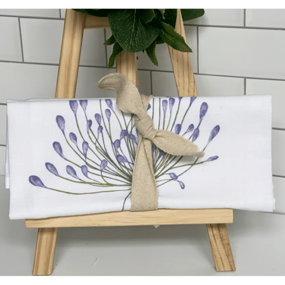 agapanthus flour sack towel wrapped