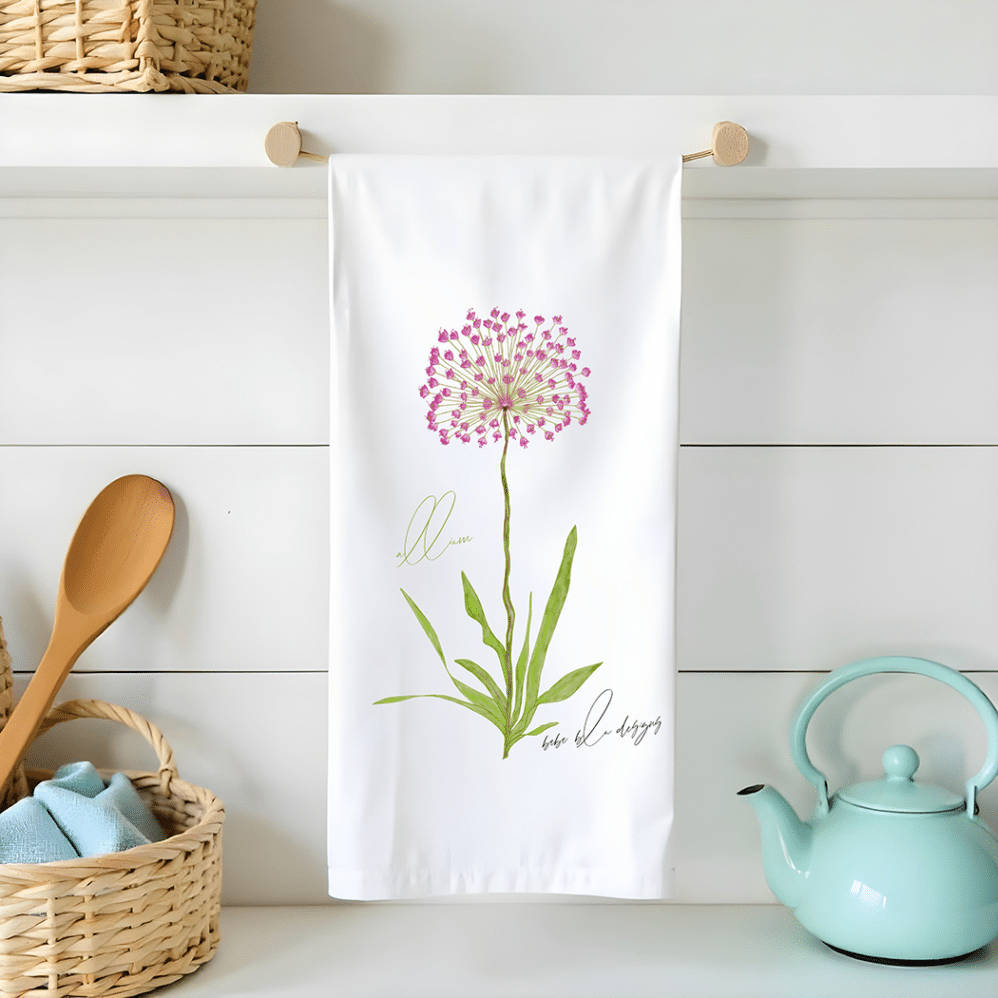 allium flour sack tea towel