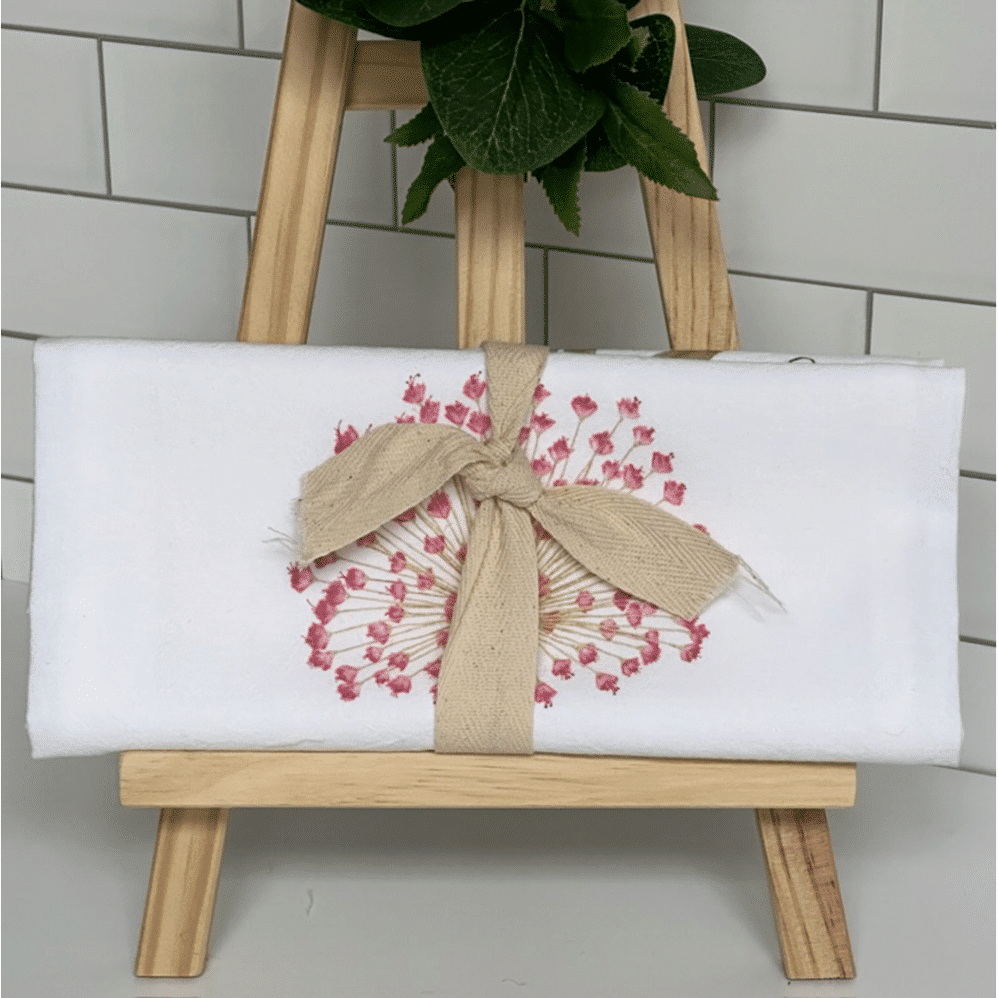 allium flour sack towel wrapped