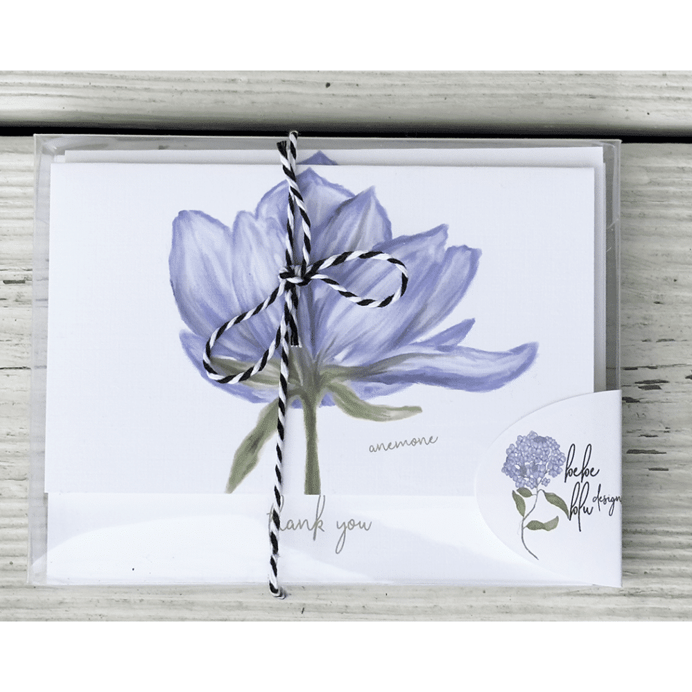 anemone thank you note card box