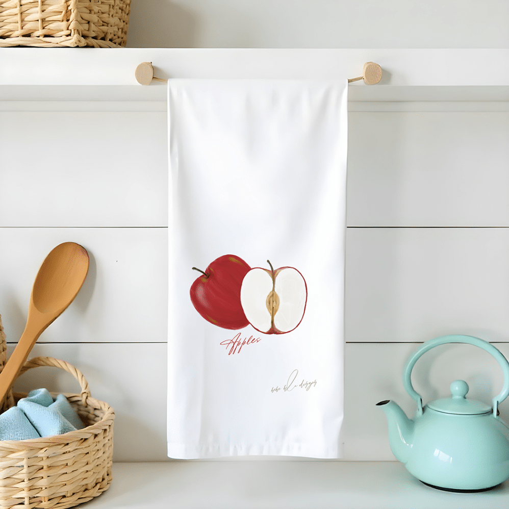 apple slice flour sack tea towel