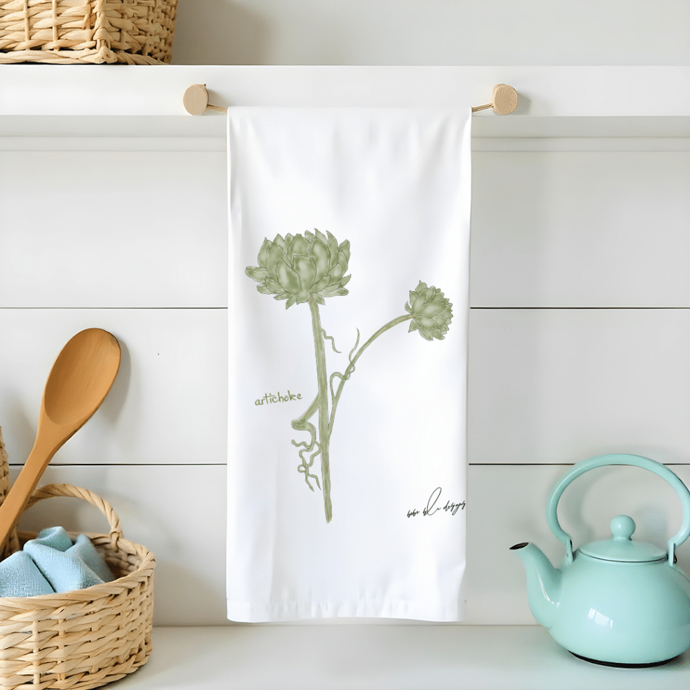 artichoke flour sack tea towel