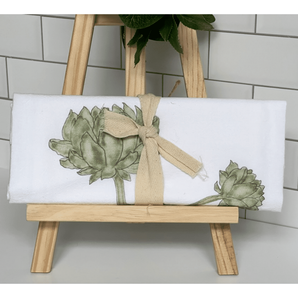 artichokes flour sack towel wrapped