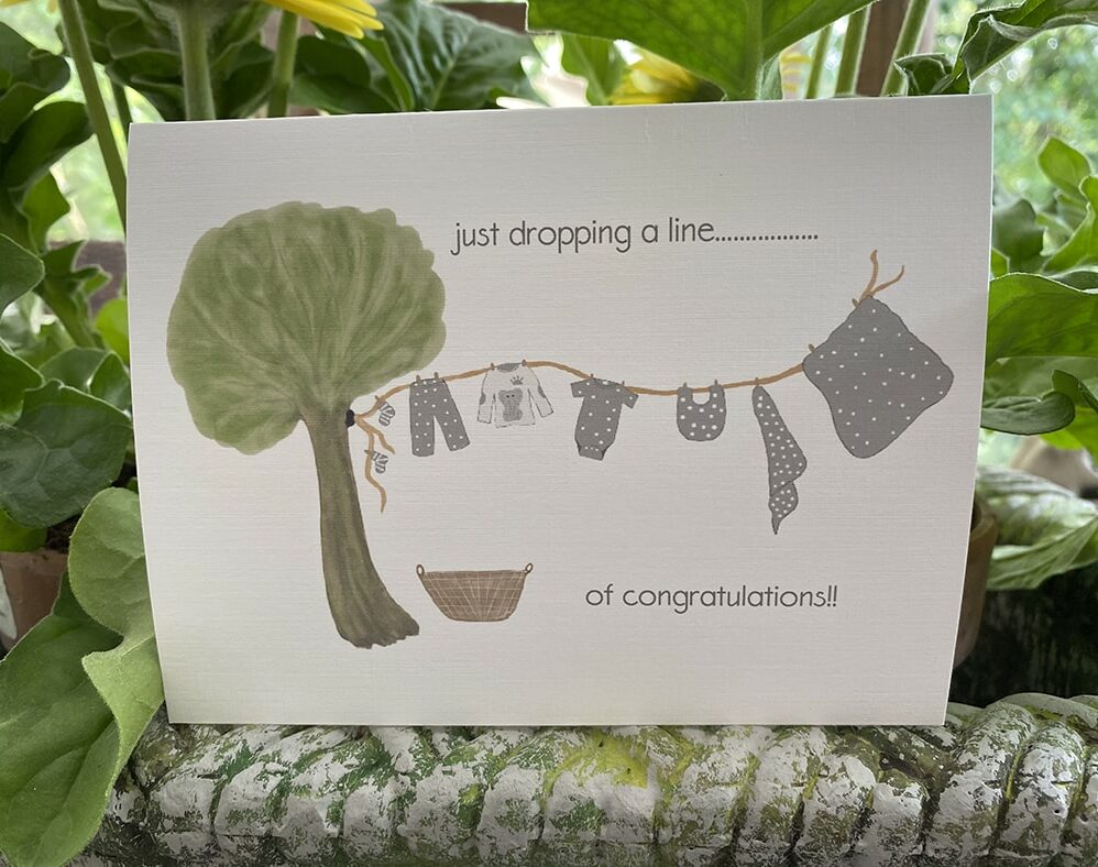 baby clothesline note cards