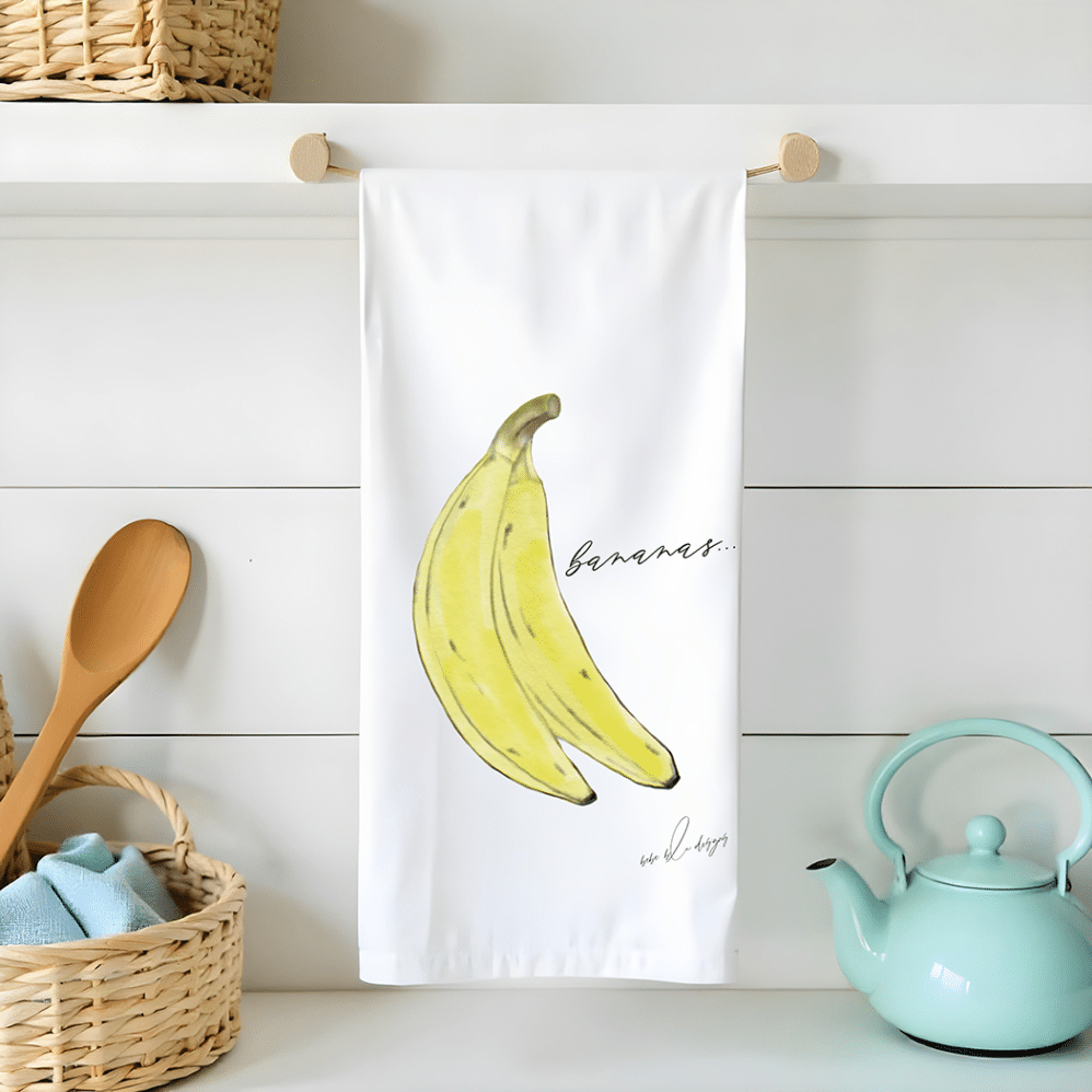 bananas flour sack tea towel