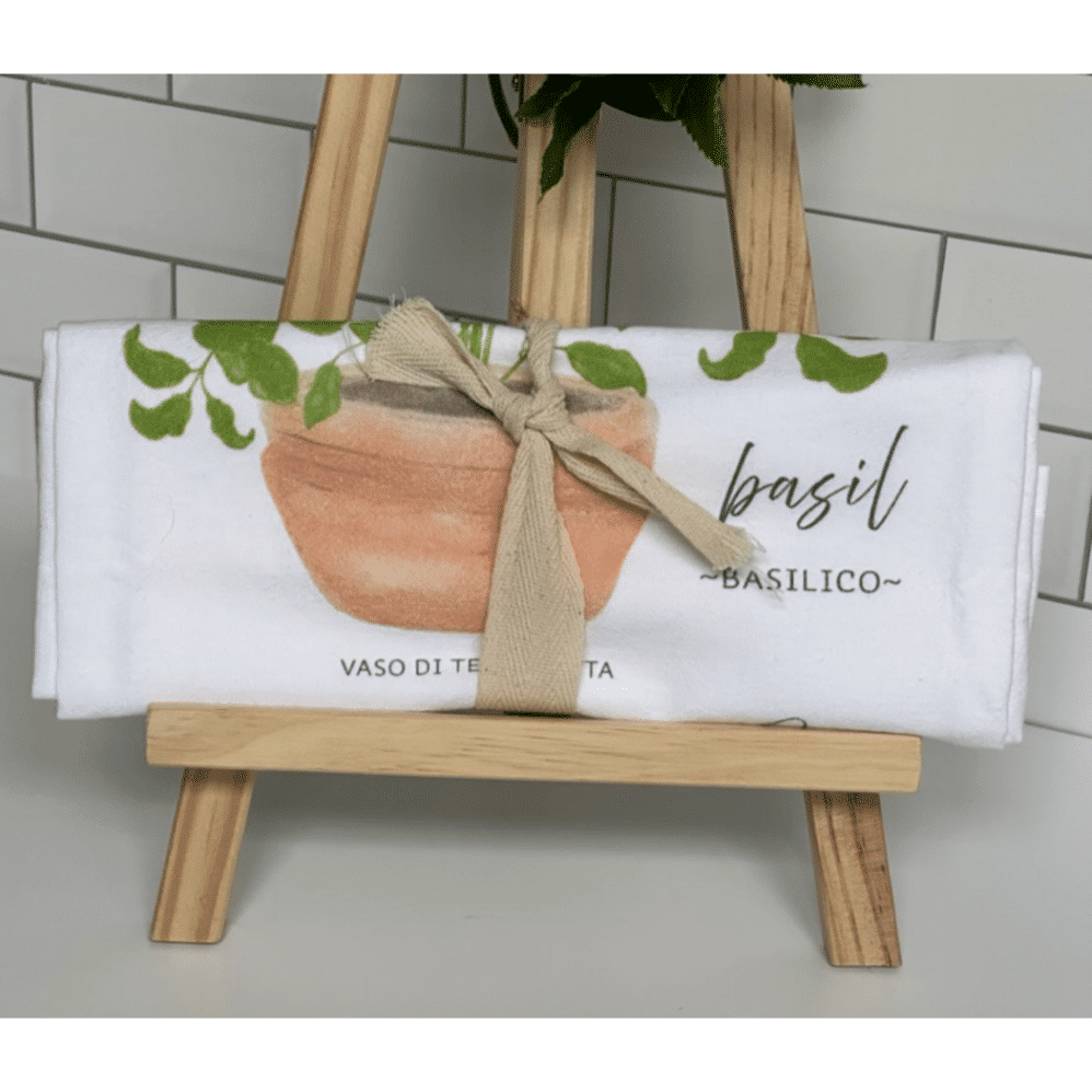 basil basilico flour sack towel wrapped