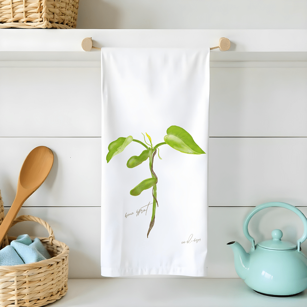 bean sprount flour sack tea towel