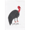 a black and red turkey with the words, gobble, gobble