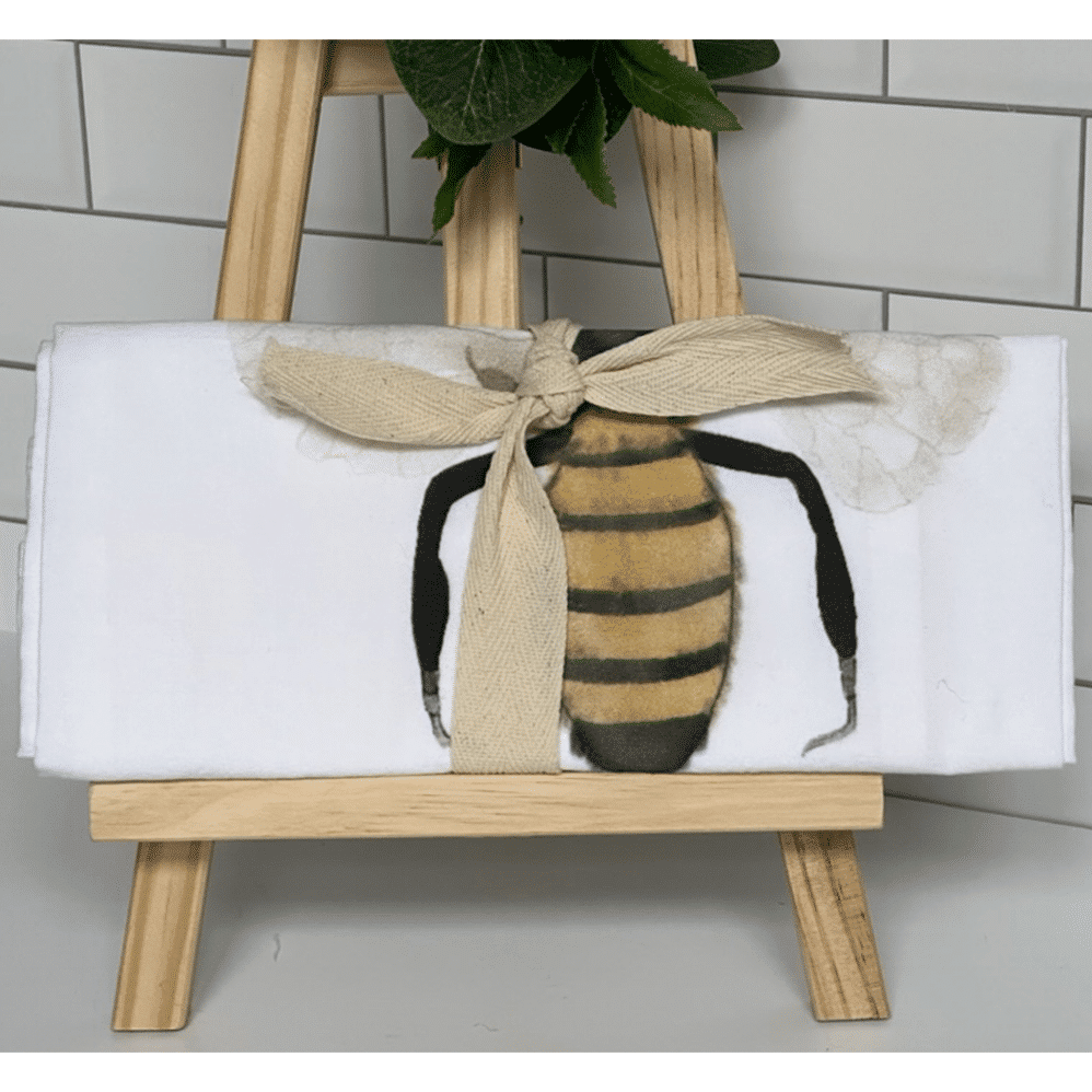 bee flour sack towel wrapped