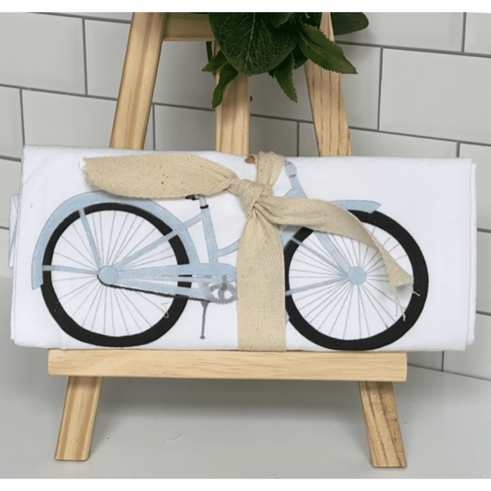 bicycle flour sack towel wrapped