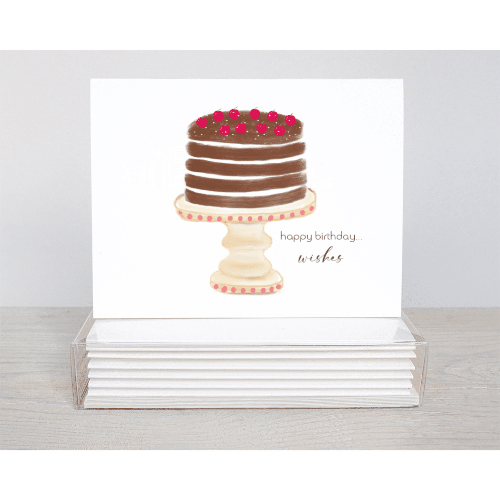 birthday cake with cherries note card
