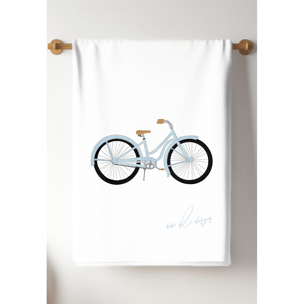 blue bicycle tea towel