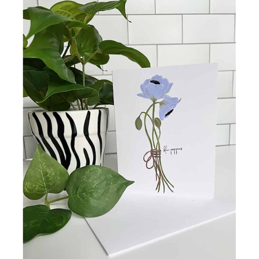 blue poppies note cards