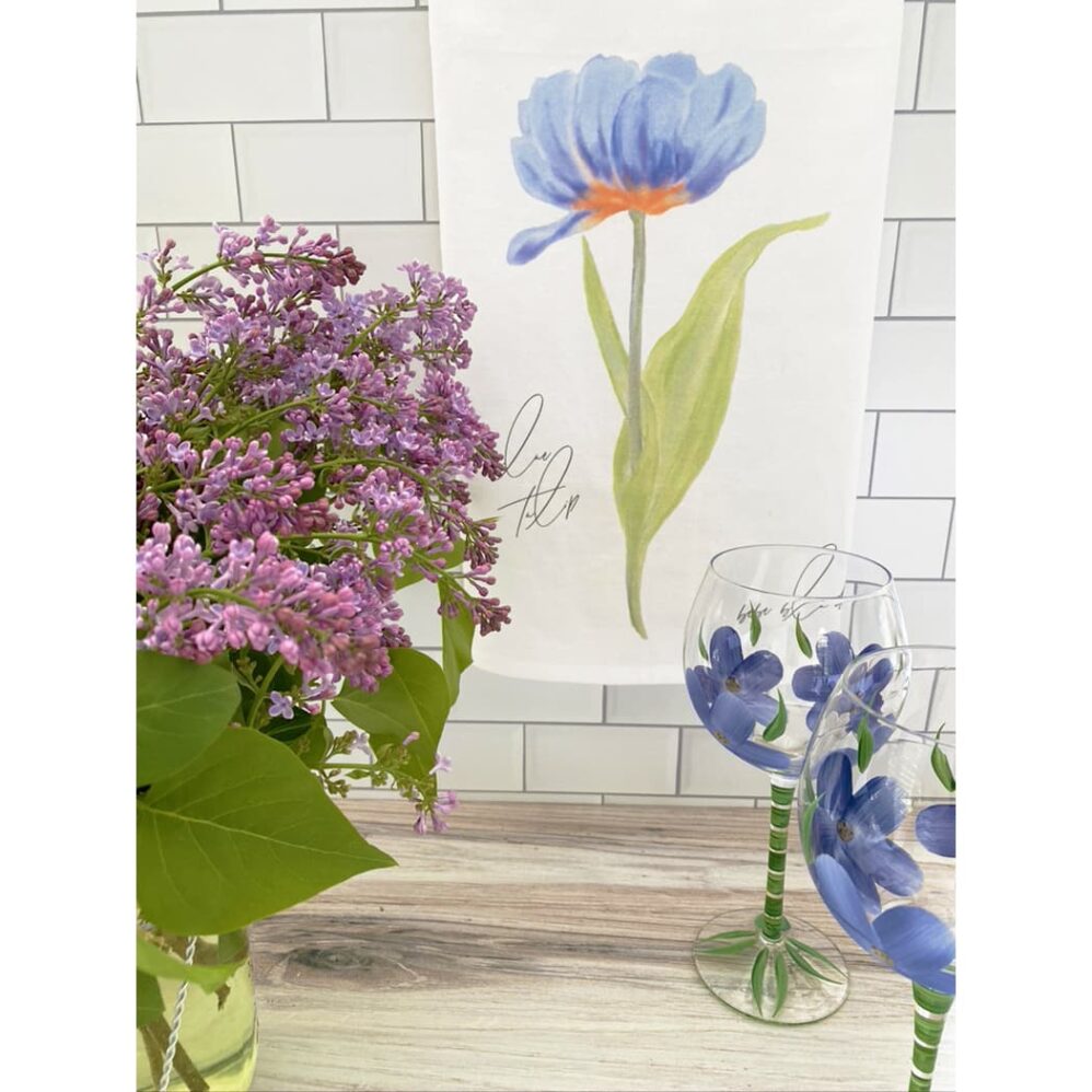 Blue Tulips Flour Sack Towel