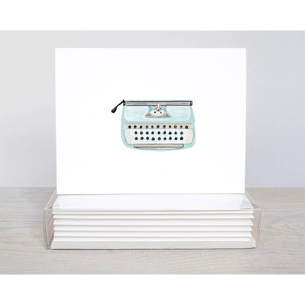 blue typewriter note cards