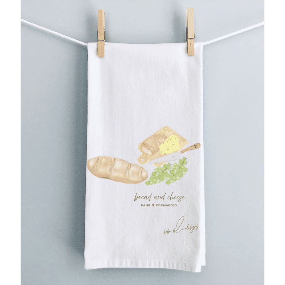 bread and cheese flour sack towel