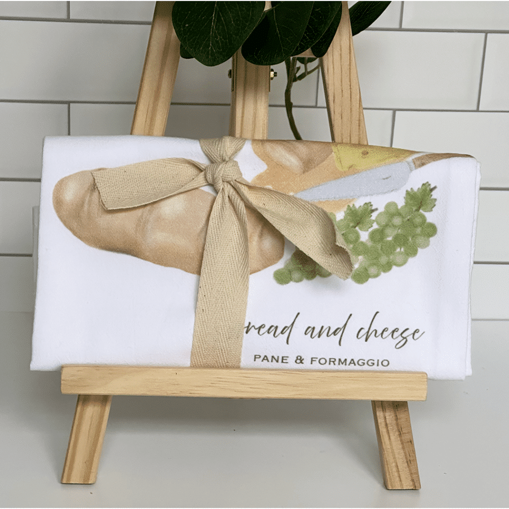 bread and cheese flour sack towel wrapped