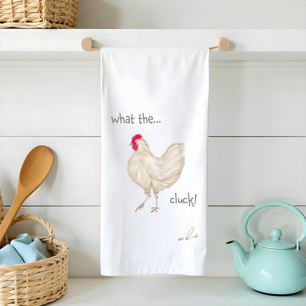 brown chicken what the cluck flour sack tea towel