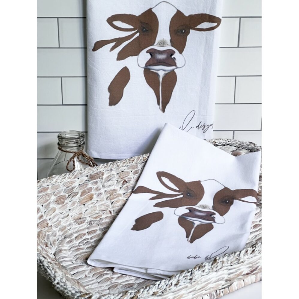 brown cow flour sack towel