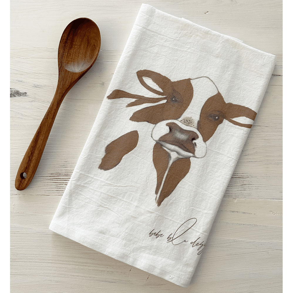 brown cow flour sack towel