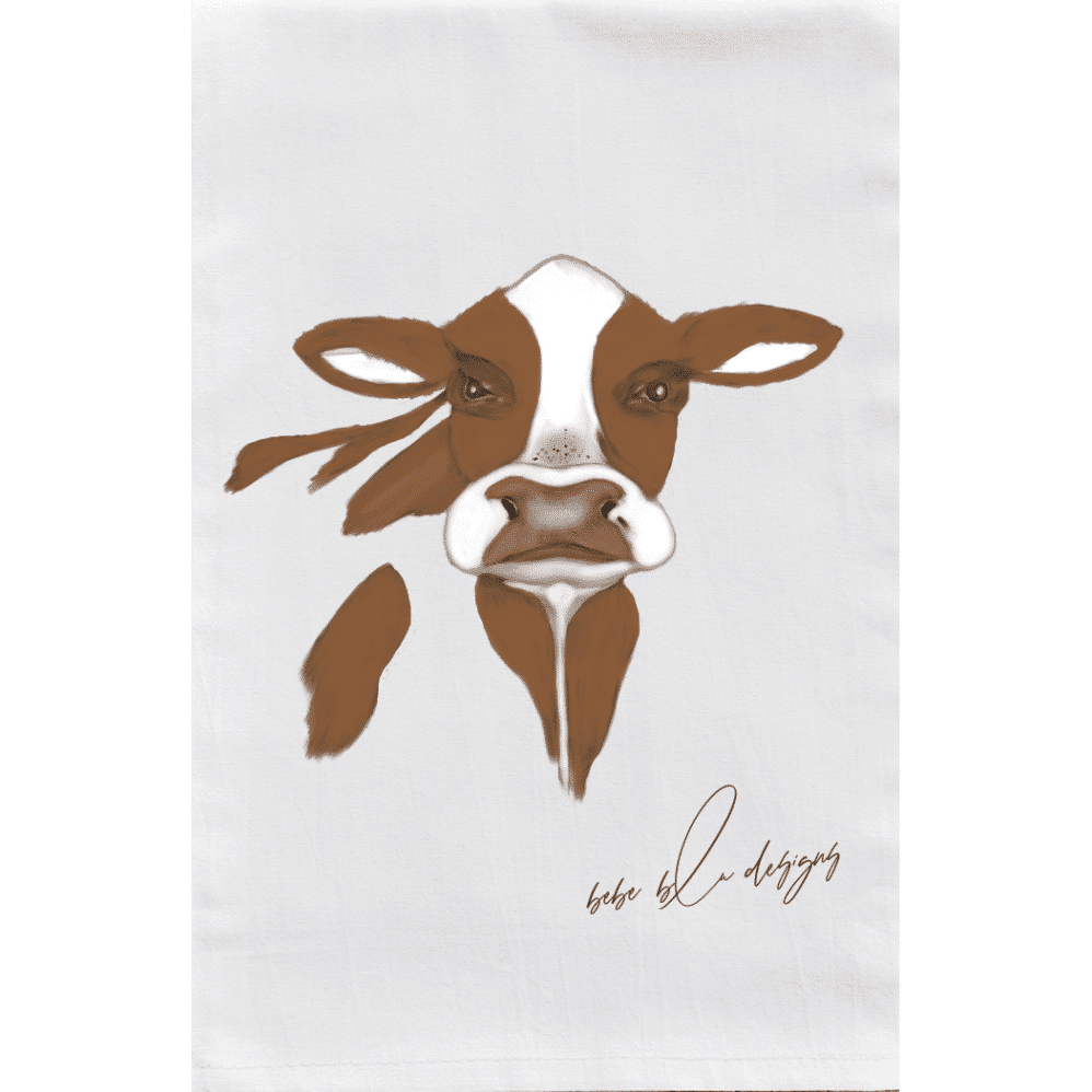 brown cow flour sack towel