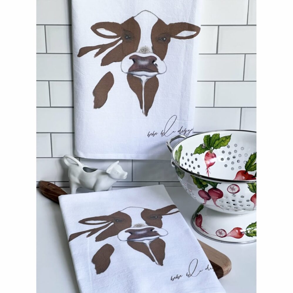 brown cow flour sack towel