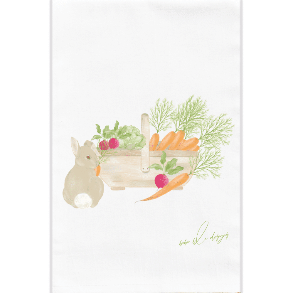 bunny basket flour sack towel