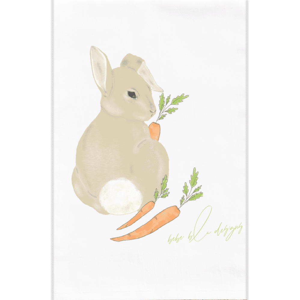 bunny with carrots flour sack towel