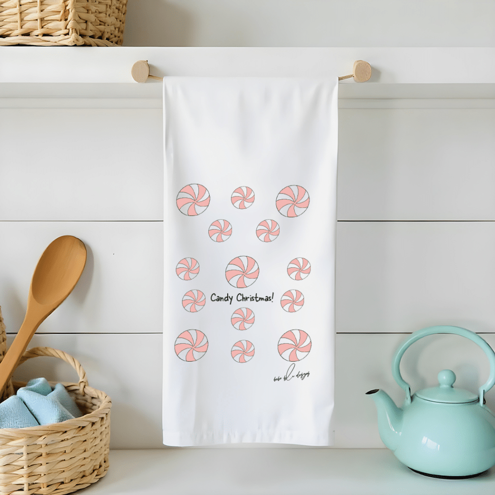 candy christmas flour sack tea towel 2