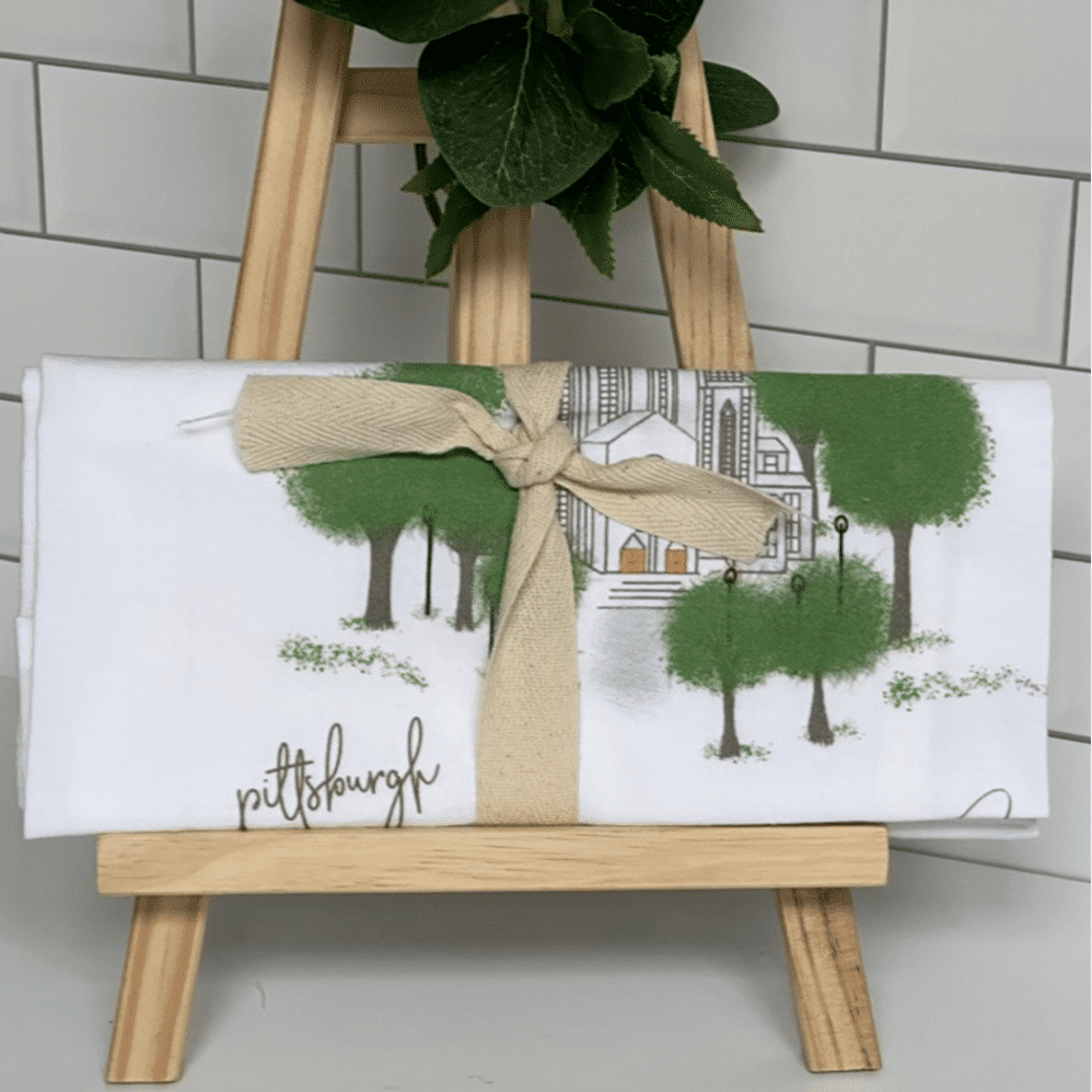 cathedral of learning flour sack towel wrapped