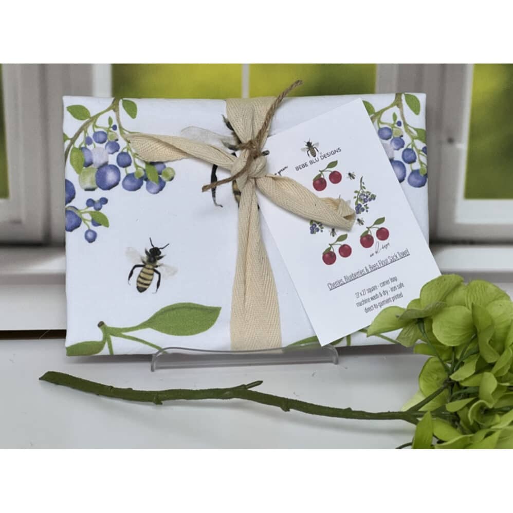 cherries blueberries bees