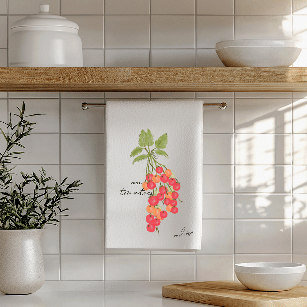 cherry tomatoes towel bar kitchen