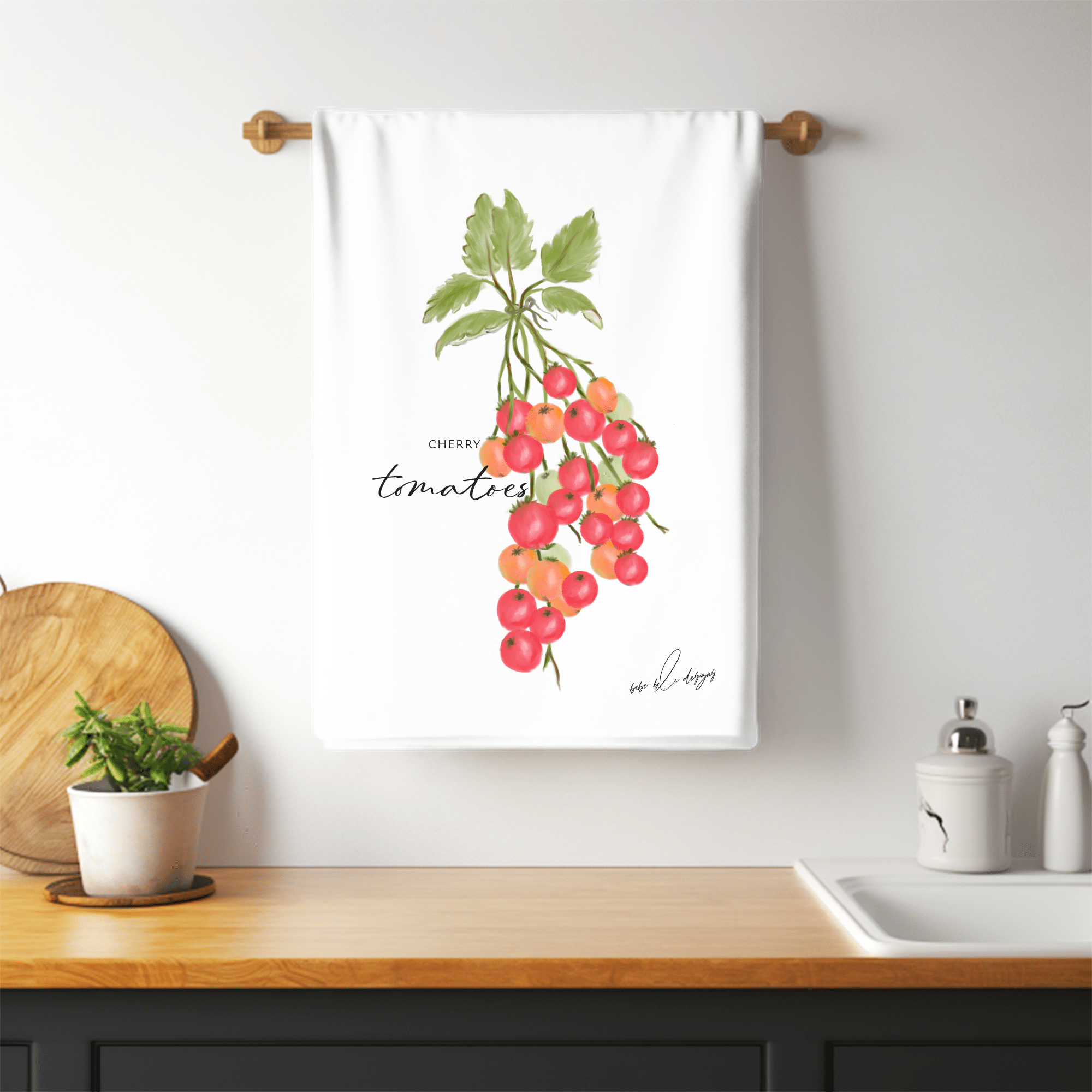cherry tomatoes towel bar